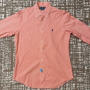 Ralph Lauren Men’s Orange and White Striped Dress Shirt